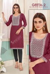 Geeta 2 Rayon Sequence Work Embroidery Kurtis Catalog